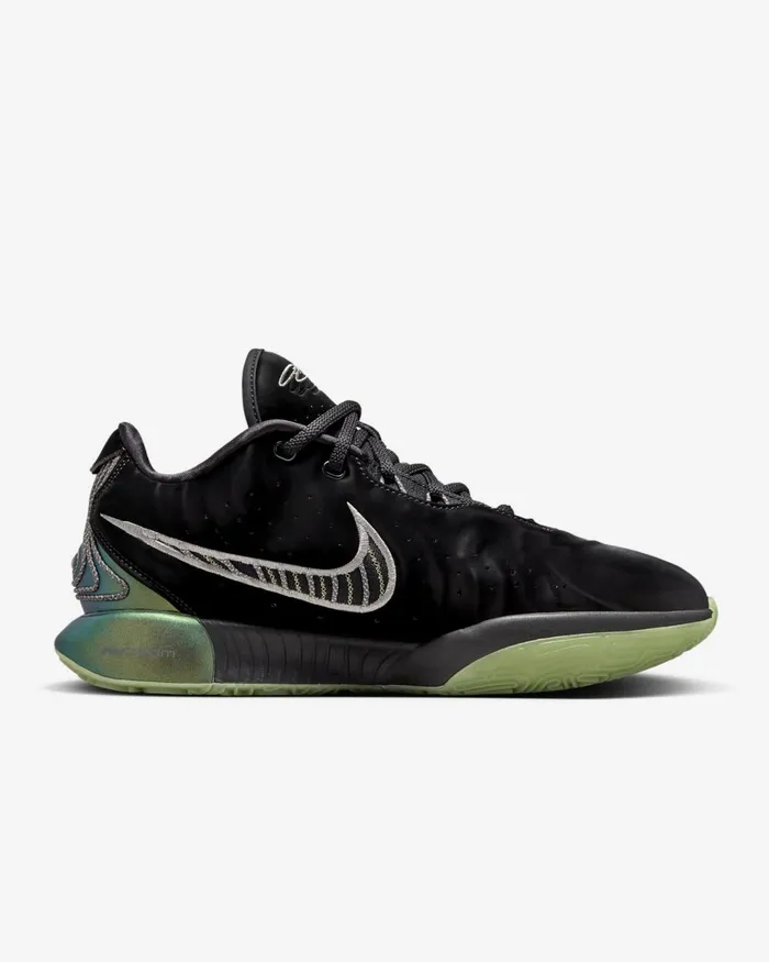 WomenMen Nike All Shoes LeBron XXI 039Tahitian039 Blackiron Greyoil Greenmetallic Pewter