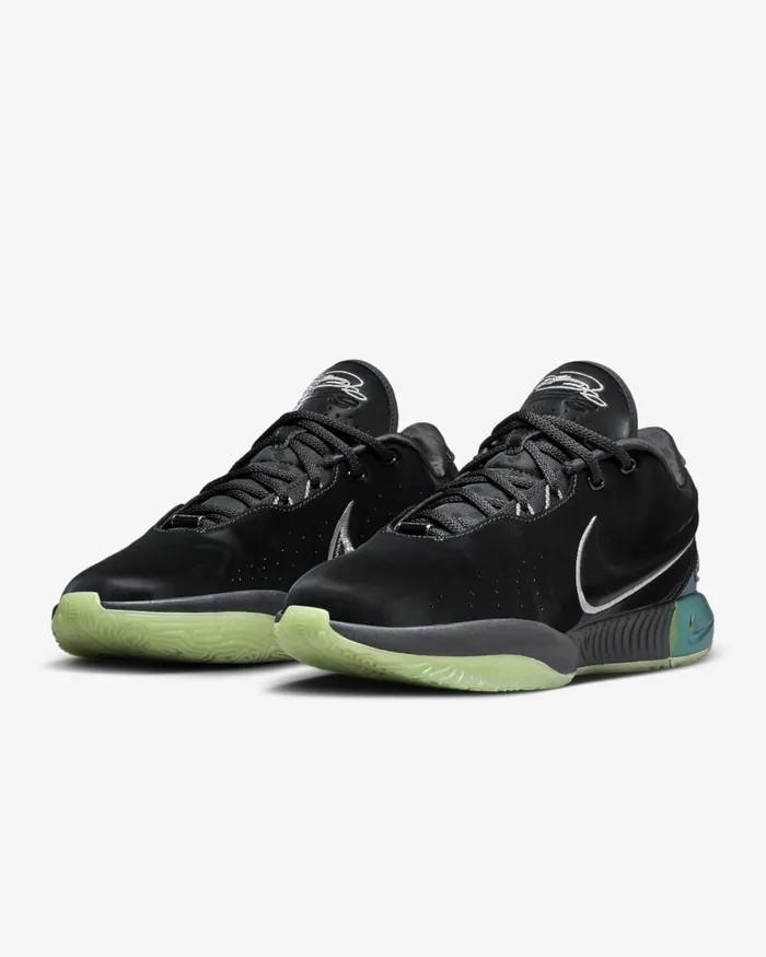 WomenMen Nike All Shoes LeBron XXI 039Tahitian039 Blackiron Greyoil Greenmetallic Pewter