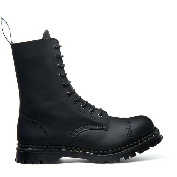 WomenMen Solovair Steel Toe Boots Black Greasy 10 Eye Steel Toe Derby Boot