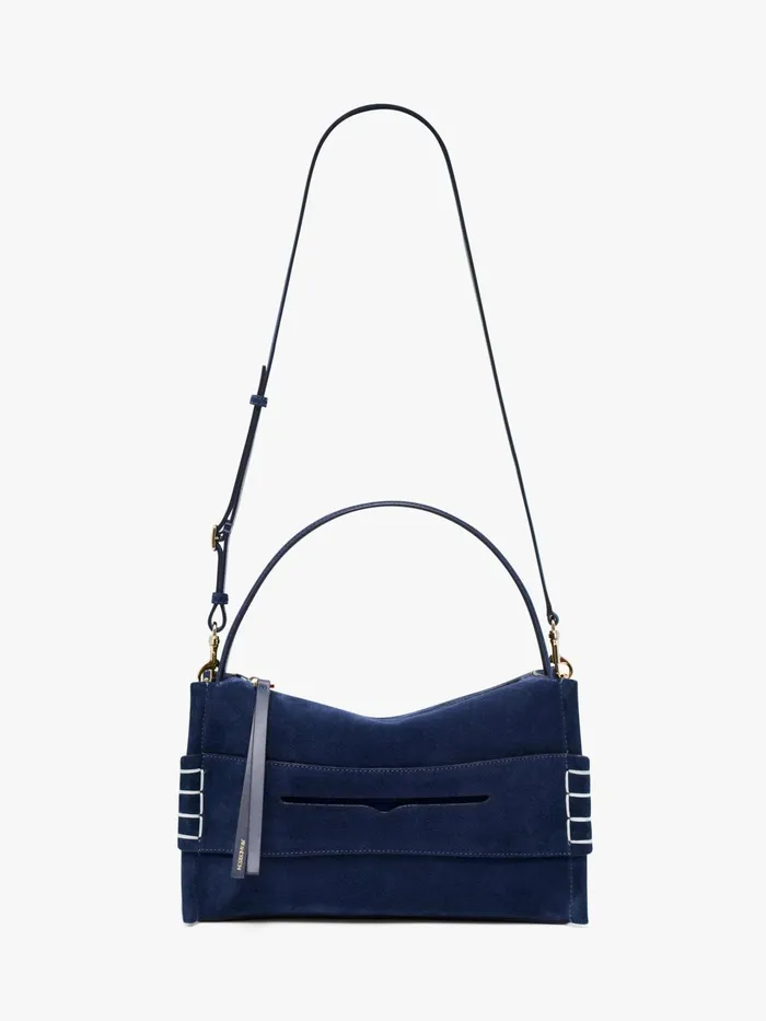 WomenMen Top Handle Bags JW Anderson MEDIUM LOAFER BAG 8211 SUEDE SHOULDER BAG Navy