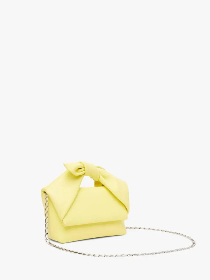 WomenMen Twister Bag JW Anderson MEDIUM BOW TWISTER 8211 LEATHER TOP HANDLE BAG Lemonade WomenMen Twister Bag JW Anderson MEDIUM BOW TWISTER 8211 LEATHER TOP HANDLE BAG Lemonade