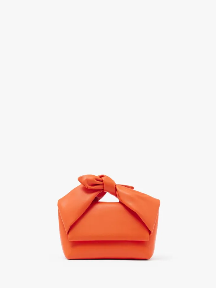 WomenMen Twister Bag JW Anderson MEDIUM BOW TWISTER 8211 LEATHER TOP HANDLE BAG Orange
