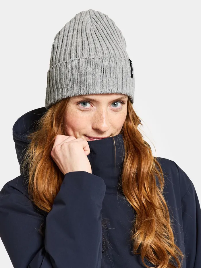 WomenMenYouth Laken Beanie Grey Melange Didriksons Hats and Caps