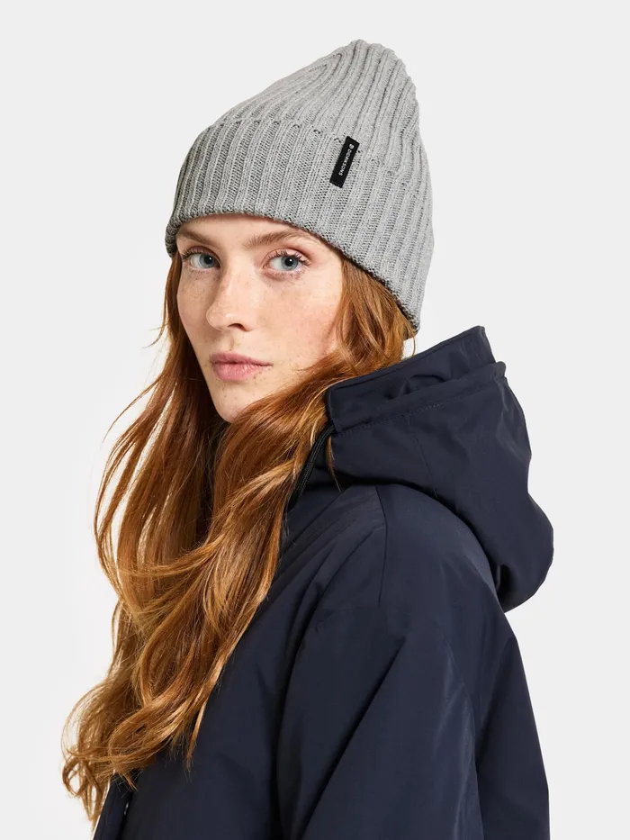 WomenMenYouth Laken Beanie Grey Melange Didriksons Hats and Caps