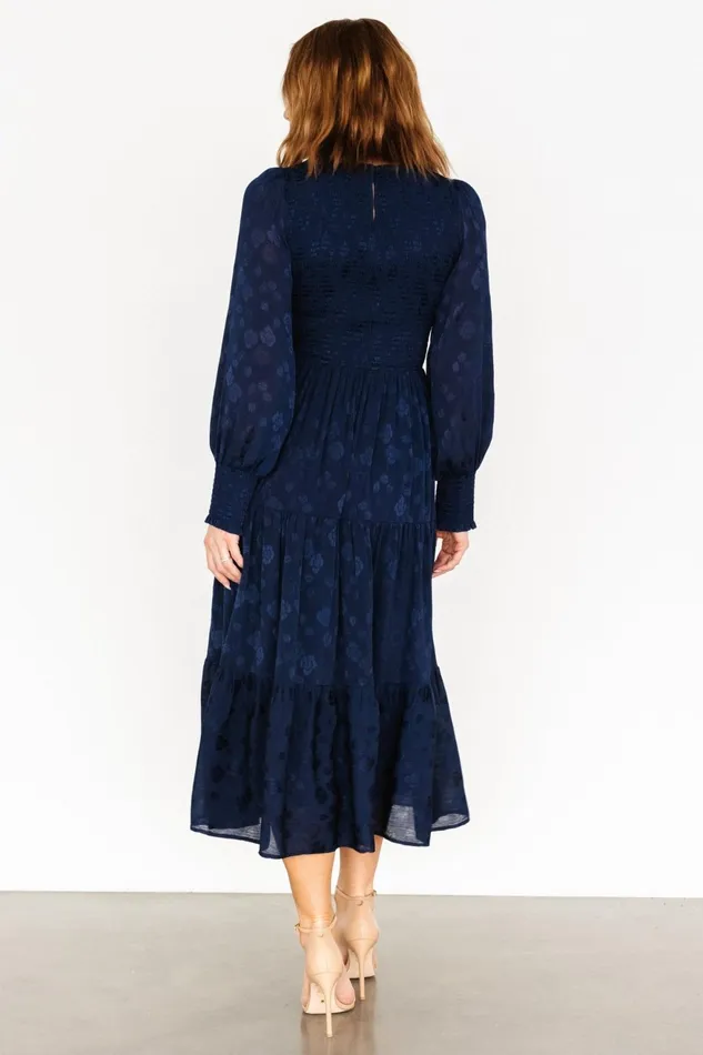Women Midi Dresses Baltic Born Stockholm Smocked Dress Midnight Blue