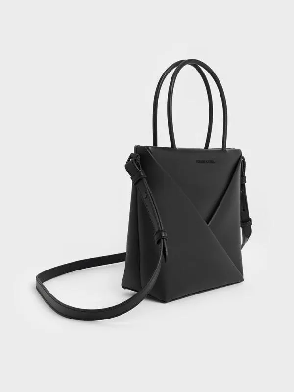 Women Midori Geometric Elongated Tote Bag 8211 Jet Black CHARLES and KEITH Tote Bags