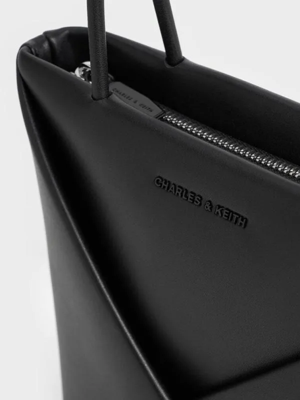 Women Midori Geometric Elongated Tote Bag 8211 Jet Black CHARLES and KEITH Tote Bags