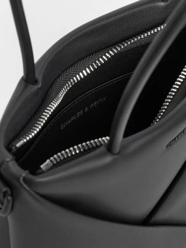 Women Midori Geometric Elongated Tote Bag 8211 Jet Black CHARLES and KEITH Tote Bags