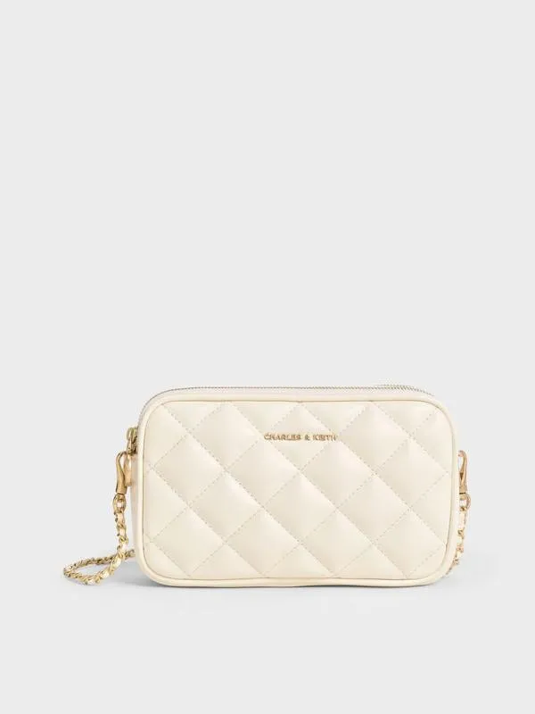 Women Mini Apfra Quilted Crossbody Bag 8211 Cream CHARLES and KEITH Crossbody Bags Women Mini Apfra Quilted Crossbody Bag 8211 Cream CHARLES and KEITH Crossbody Bags