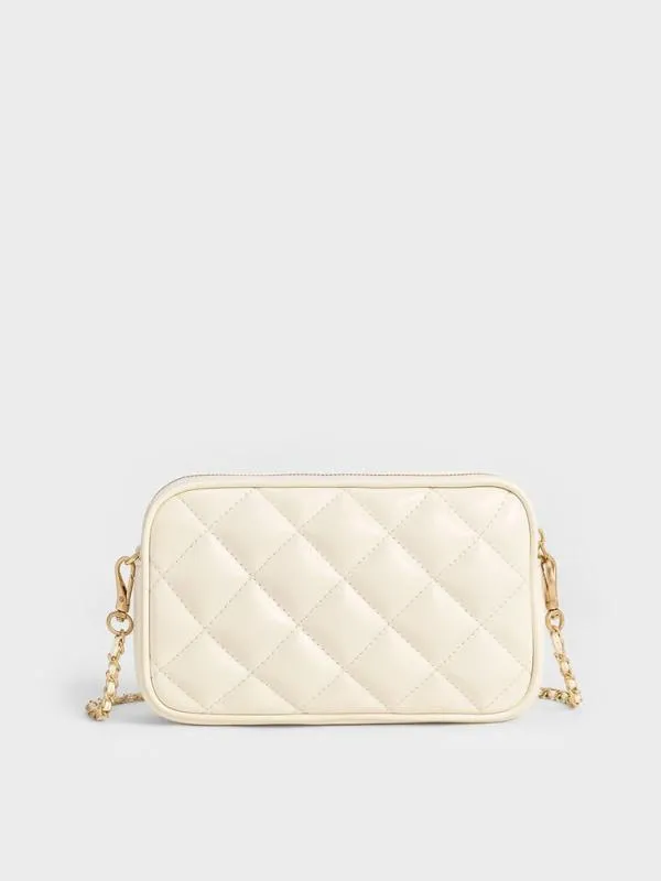 Women Mini Apfra Quilted Crossbody Bag 8211 Cream CHARLES and KEITH Crossbody Bags
