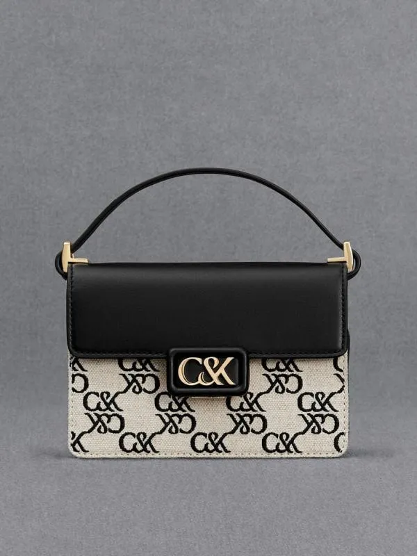 Women Mini Cerys Leather and Canvas Monogram Shoulder Bag 8211 Black CHARLES and KEITH Shoulder Bags Women Mini Cerys Leather and Canvas Monogram Shoulder Bag 8211 Black CHARLES and KEITH Shoulder Bags