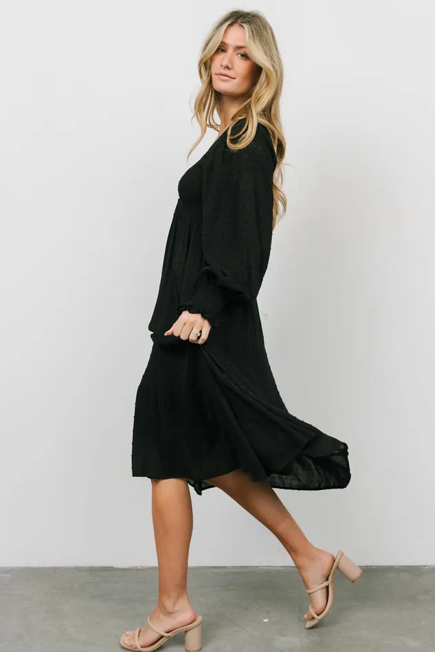 Women Mother Of The Bride Baltic Born Lainey Smocked Dotted Midi Dress Black Women Mother Of The Bride Baltic Born Lainey Smocked Dotted Midi Dress Black