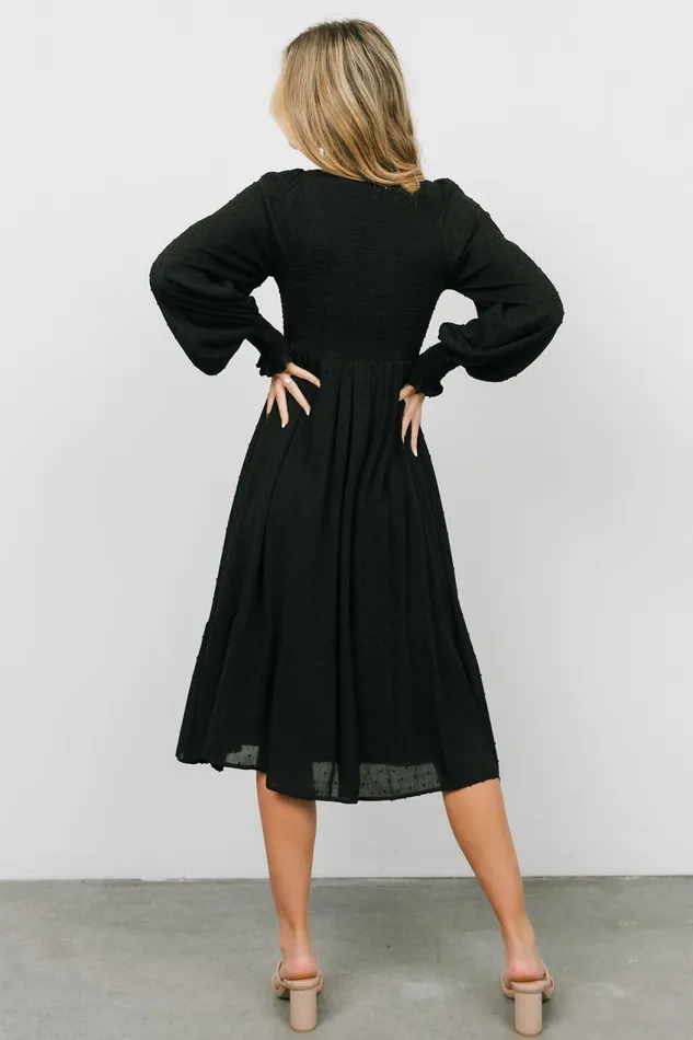 Women Mother Of The Bride Baltic Born Lainey Smocked Dotted Midi Dress Black Women Mother Of The Bride Baltic Born Lainey Smocked Dotted Midi Dress Black