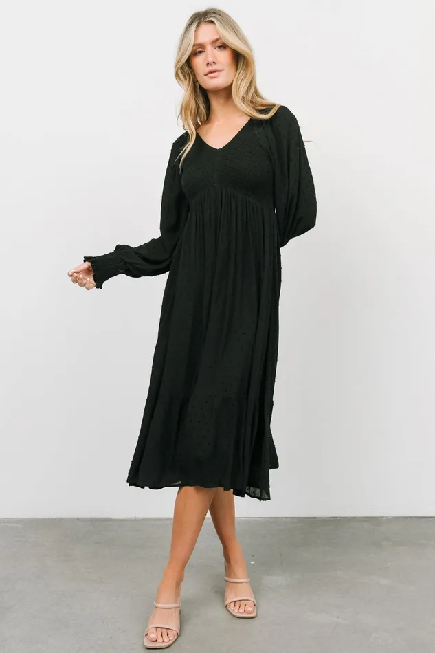 Women Mother Of The Bride Baltic Born Lainey Smocked Dotted Midi Dress Black Women Mother Of The Bride Baltic Born Lainey Smocked Dotted Midi Dress Black