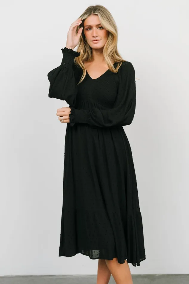 Women Mother Of The Bride Baltic Born Lainey Smocked Dotted Midi Dress Black Women Mother Of The Bride Baltic Born Lainey Smocked Dotted Midi Dress Black