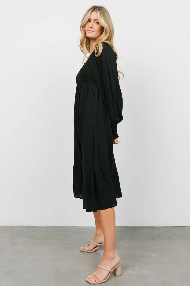 Women Mother Of The Bride Baltic Born Lainey Smocked Dotted Midi Dress Black Women Mother Of The Bride Baltic Born Lainey Smocked Dotted Midi Dress Black