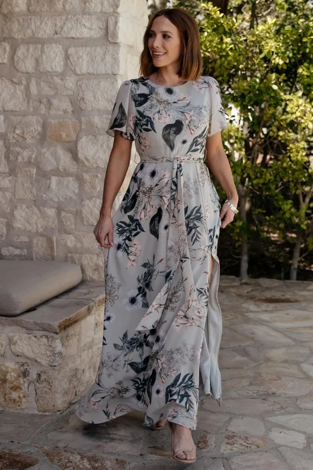 Women Mother Of The Bride Baltic Born Naomi Short Sleeve Maxi Dress Pale Blue Floral Women Mother Of The Bride Baltic Born Naomi Short Sleeve Maxi Dress Pale Blue Floral