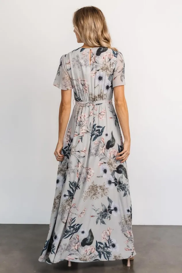 Women Mother Of The Bride Baltic Born Naomi Short Sleeve Maxi Dress Pale Blue Floral
