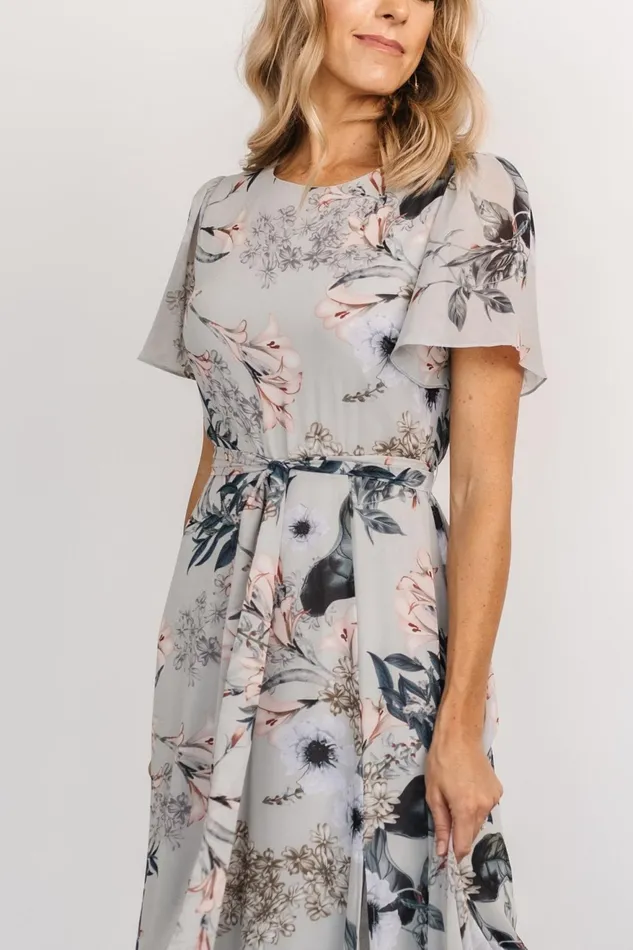Women Mother Of The Bride Baltic Born Naomi Short Sleeve Maxi Dress Pale Blue Floral