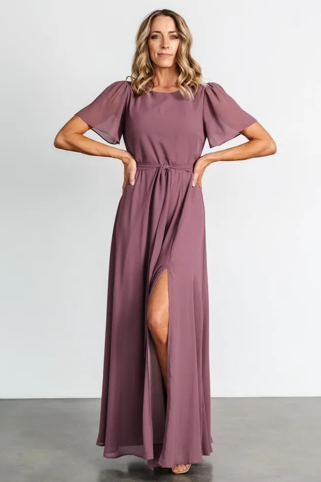 Women Mother Of The Bride Baltic Born Naomi Short Sleeve Maxi Dress Vintage Plum