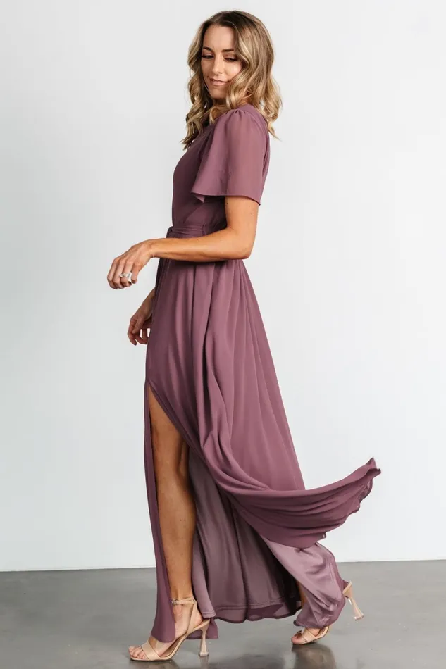 Women Mother Of The Bride Baltic Born Naomi Short Sleeve Maxi Dress Vintage Plum