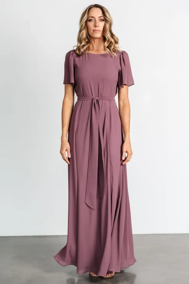 Women Mother Of The Bride Baltic Born Naomi Short Sleeve Maxi Dress Vintage Plum