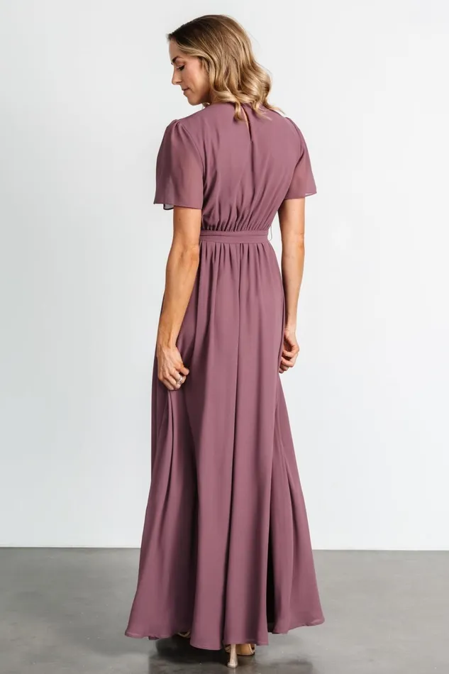 Women Mother Of The Bride Baltic Born Naomi Short Sleeve Maxi Dress Vintage Plum