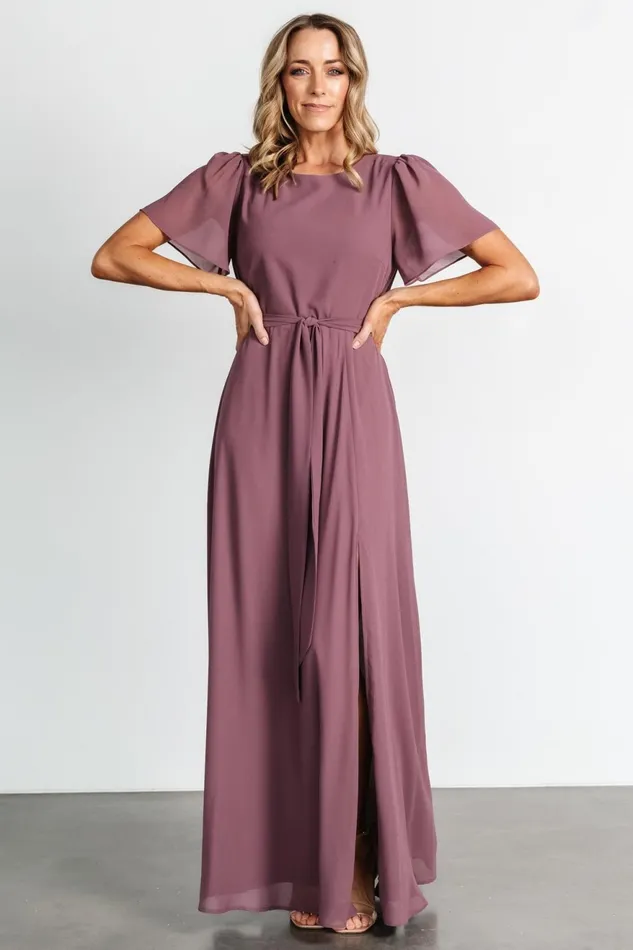 Women Mother Of The Bride Baltic Born Naomi Short Sleeve Maxi Dress Vintage Plum