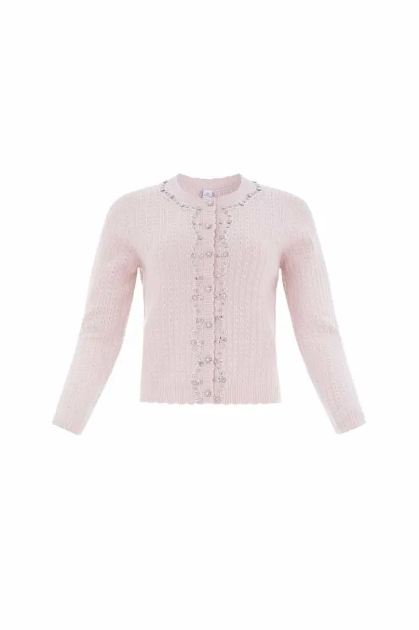 Women Needle and Thread Crystal Border Short Cardigan Pink Women Needle and Thread Crystal Border Short Cardigan Pink