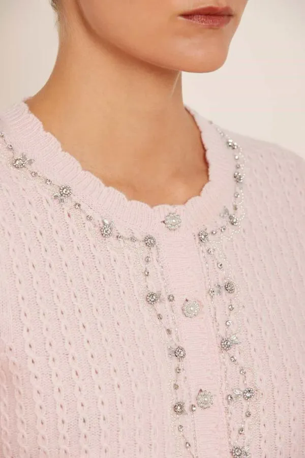 Women Needle and Thread Crystal Border Short Cardigan Pink Women Needle and Thread Crystal Border Short Cardigan Pink