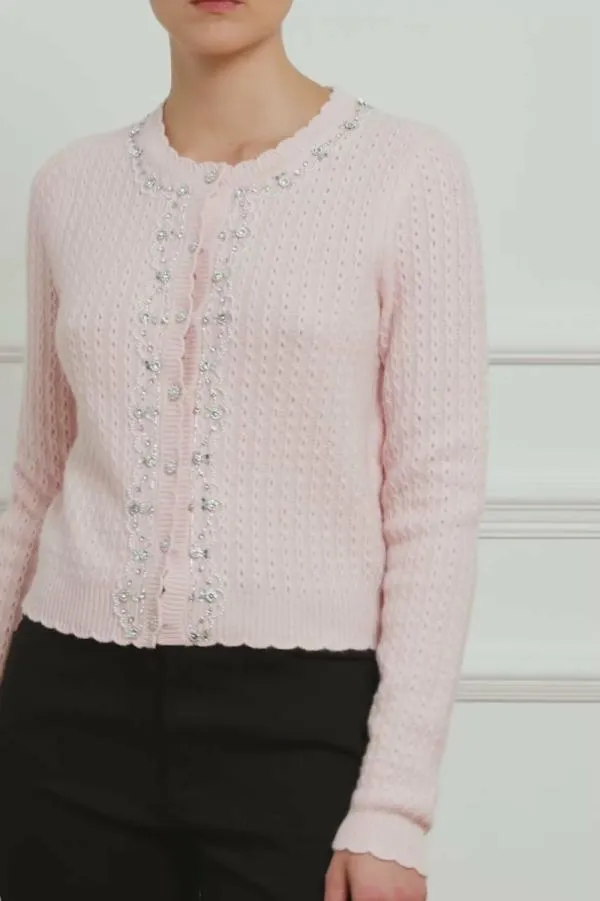 Women Needle and Thread Crystal Border Short Cardigan Pink Women Needle and Thread Crystal Border Short Cardigan Pink