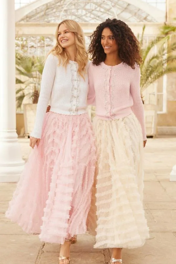 Women Needle and Thread Crystal Border Short Cardigan Pink Women Needle and Thread Crystal Border Short Cardigan Pink