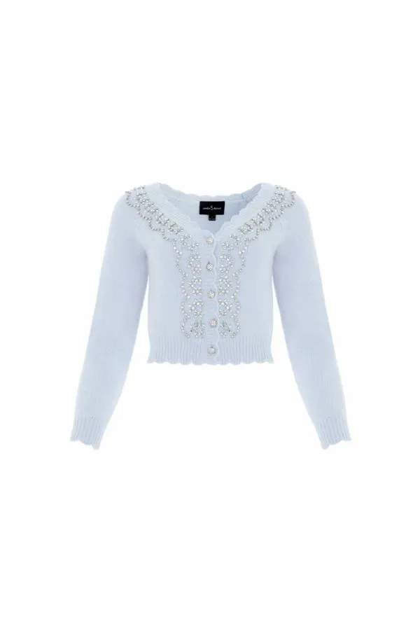 Women Needle and Thread Embellished VNeck Short Cardigan Blue Women Needle and Thread Embellished VNeck Short Cardigan Blue