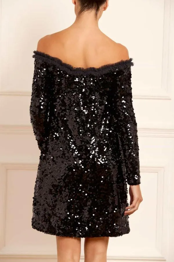Women Needle and Thread Evie OffShoulder Micro Mini Dress Black Women Needle and Thread Evie OffShoulder Micro Mini Dress Black