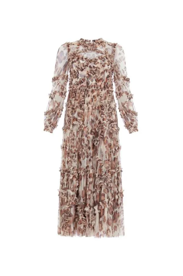 Women Needle and Thread Leopard Diamond Ruffle Ballerina Dress Multi Women Needle and Thread Leopard Diamond Ruffle Ballerina Dress Multi