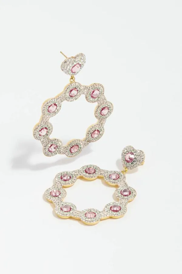 Women Needle and Thread Rose Romance Hoop Earrings Pink Women Needle and Thread Rose Romance Hoop Earrings Pink
