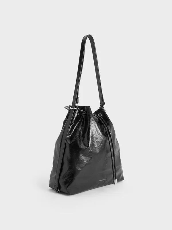 Women Neva TwoWay Bucket Bag 8211 Noir CHARLES and KEITH Slouchy Bags
