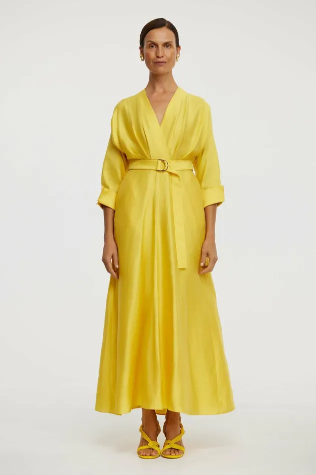 Women NEWMORE MIDI DRESS Citrine Yellow Acler Midi Dresses
