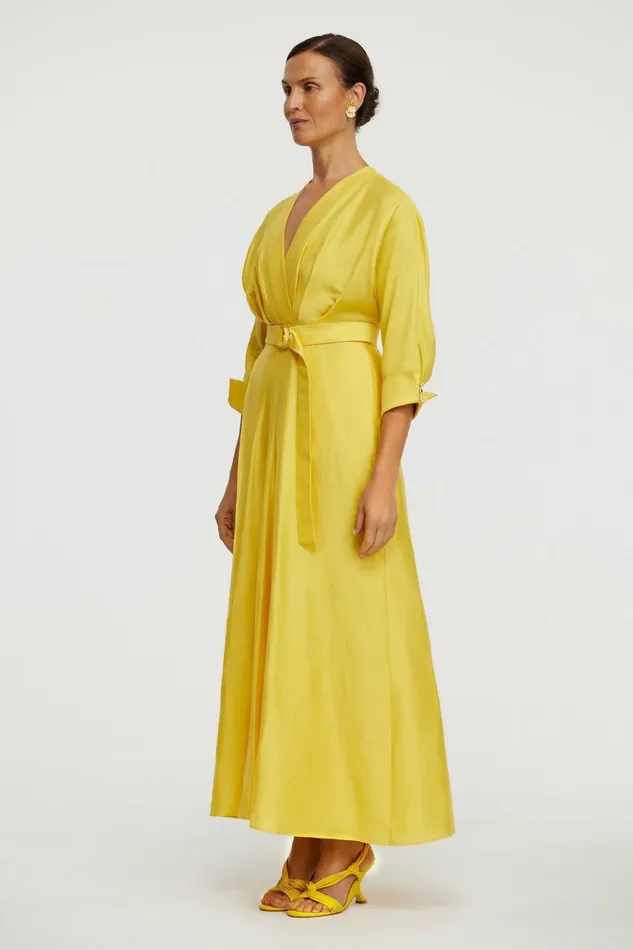 Women NEWMORE MIDI DRESS Citrine Yellow Acler Midi Dresses