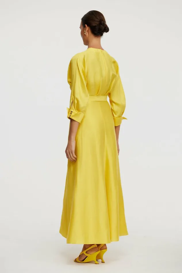 Women NEWMORE MIDI DRESS Citrine Yellow Acler Midi Dresses