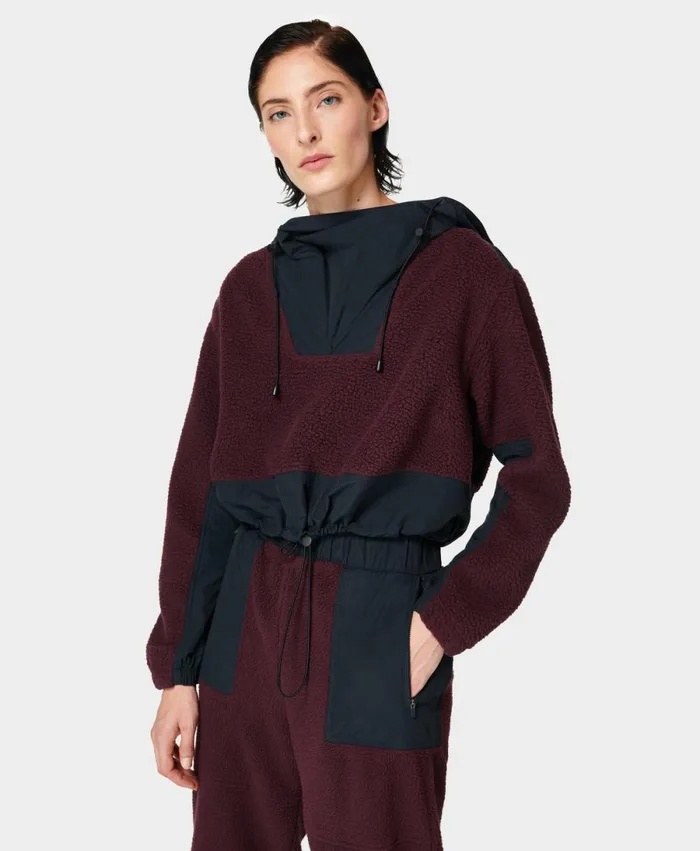 Women Norse Sherpa Pullover Plum Red Sweaty Betty Jumpers Hoodies