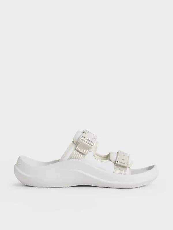 Women Nylon DoubleStrap Sports Sandals 8211 White CHARLES and KEITH Flats