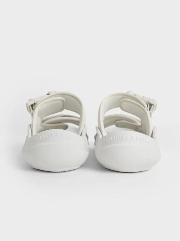 Women Nylon DoubleStrap Sports Sandals 8211 White CHARLES and KEITH Flats