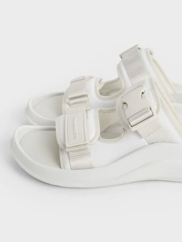 Women Nylon DoubleStrap Sports Sandals 8211 White CHARLES and KEITH Flats