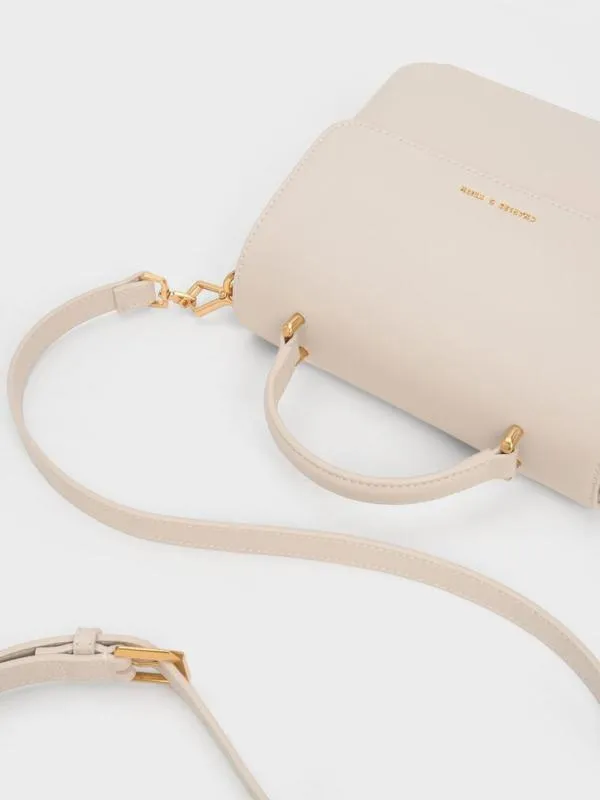 Women Octavia Front Flap Top Handle Bag 8211 Ivory CHARLES and KEITH Crossbody Bags
