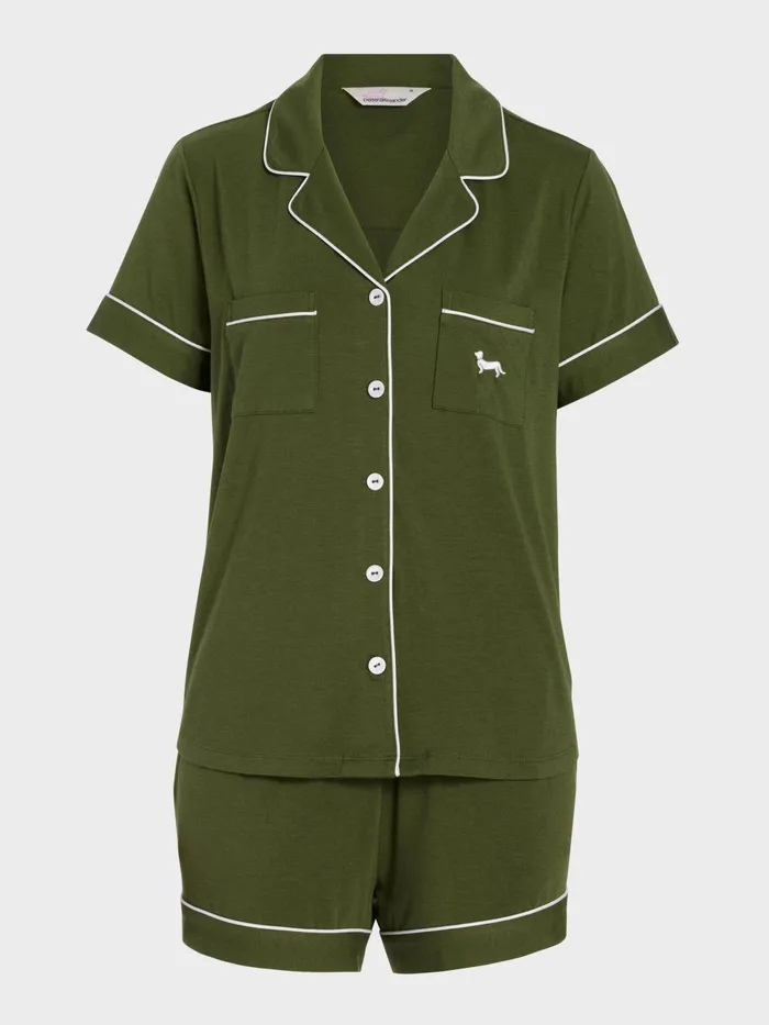 Women Olive Bamboo Shortie Pj Set Green Peter Alexander Sets and Onesies
