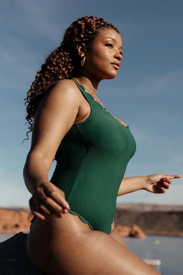 Women One Piece Baltic Born Sunshine Scalloped One Piece Green Women One Piece Baltic Born Sunshine Scalloped One Piece Green