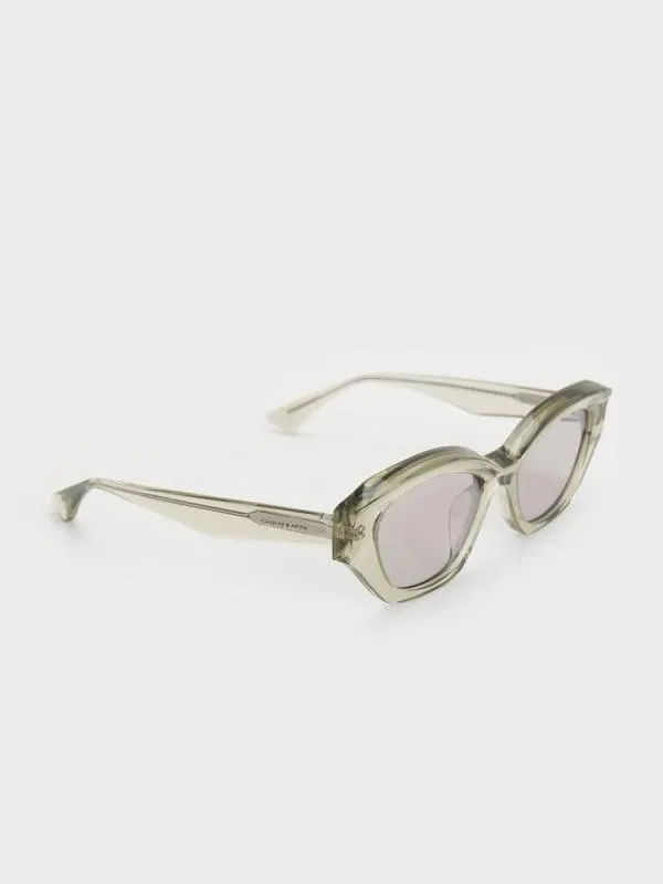 Women Onyx Recycled Acetate CatEye Sunglasses 8211 Grey CHARLES and KEITH Cateye