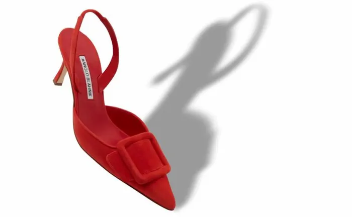 Women Orange Suede Buckle Detail Slingback Pumps Manolo Blahnik Pumps