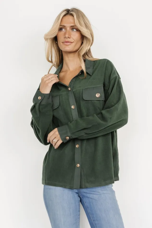 Women Outerwear Baltic Born Duke Button Up Top Forest Green